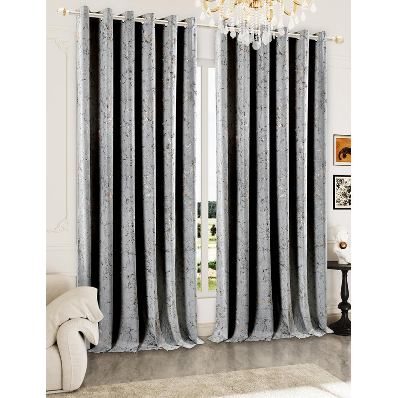 Velvet Blackout Curtain Panel Pair, 90cm Width x 54cm Drop, Silver