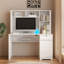 Bureau d'ordinateur avec station de charge et tiroir verrouillable, blanc pur, 51 pouces de large, pour le bureau à domicile