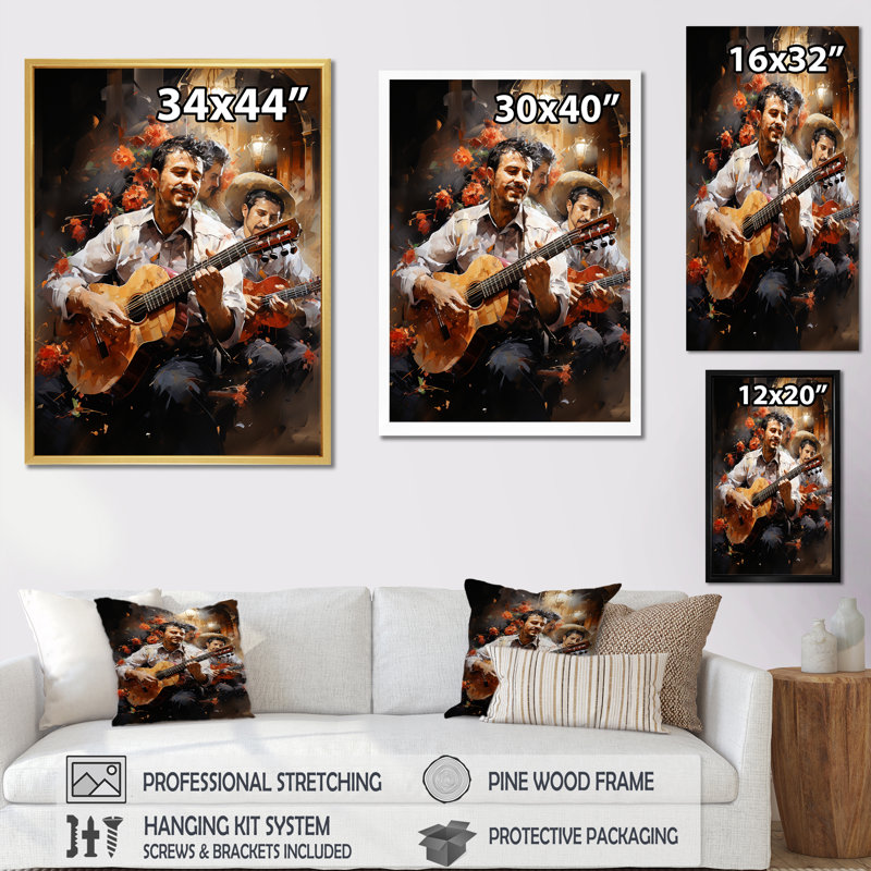 «Mexique Signer Mariachi Serenade I», reproduction sur toile, Toile tendue, H 32 po x l 24 po x P 1 po