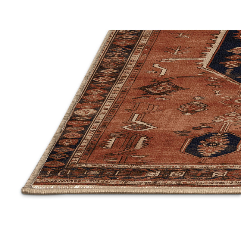 Tapis brun turc lavable à la machine, Rectangle 7 pi x 9 pi