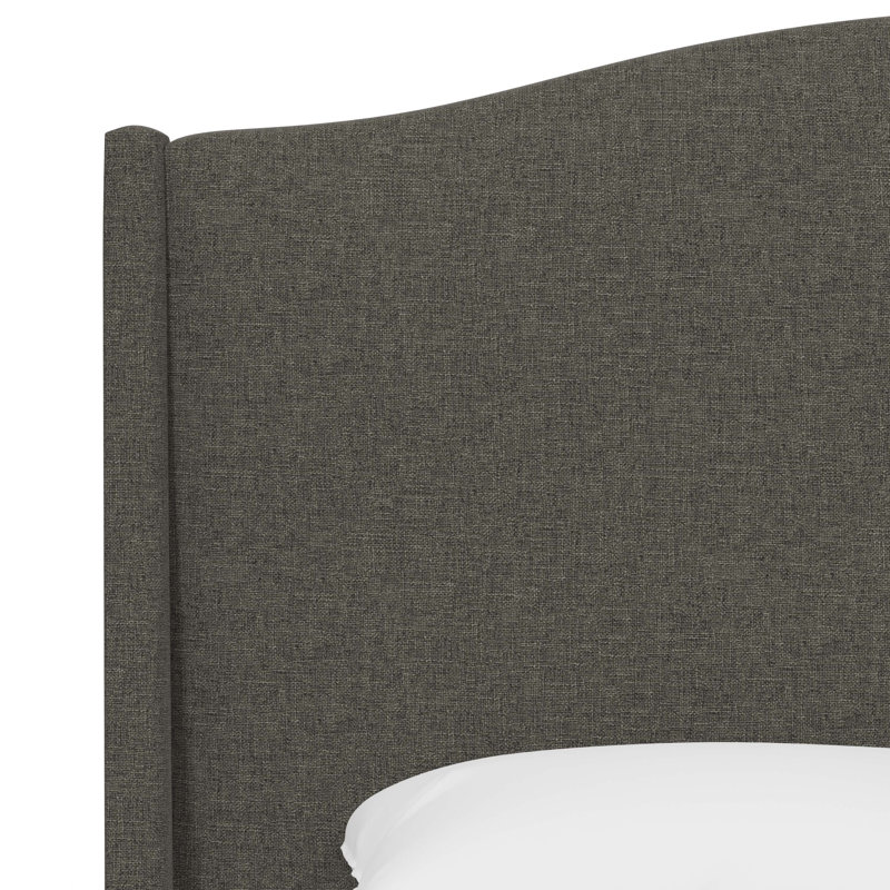 Claritha Upholstered Wingback Bed, Zuma Charcoal Textured Linen, Queen