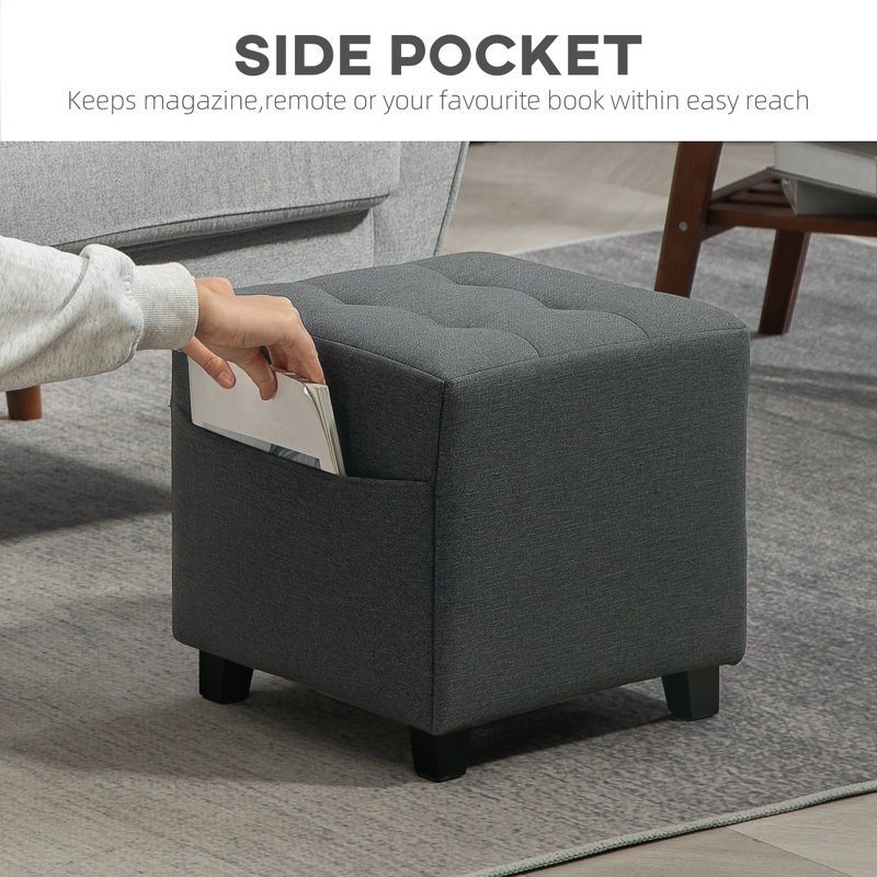Taitianna 35cm Wide Solid Colour Footstool Ottoman, Grey