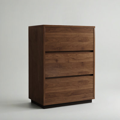 Modern 3 Drawer Dresser With Ample Storage For Bedroom, Living Room, Or Hallway   Elegant Walnut Finish