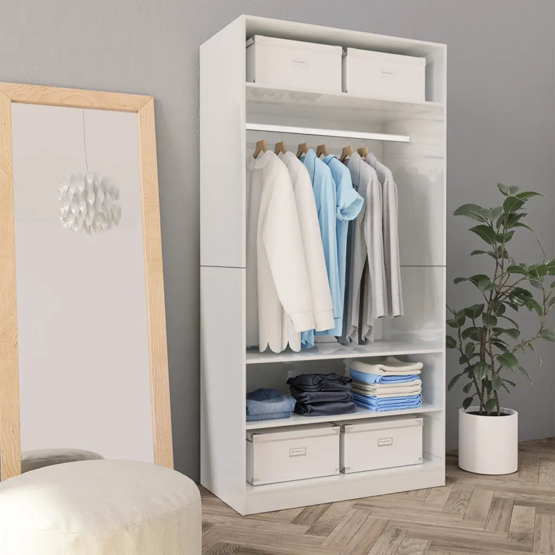 Abbeydale Wardrobe, 200cm H x 100cm W x 50cm D, High Gloss White