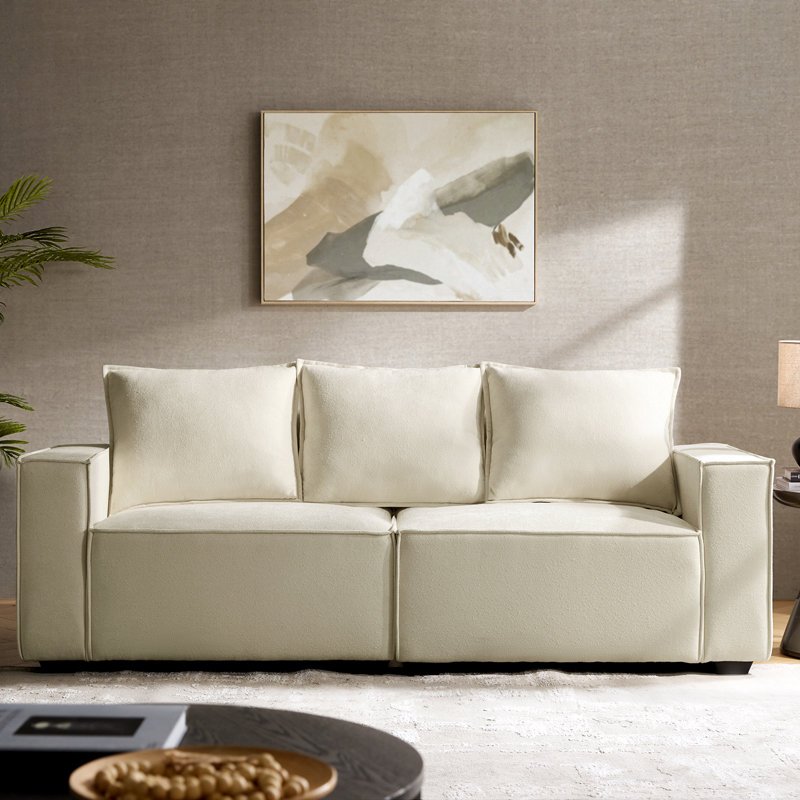 Canapé modulaire et rembourré 3 pièces 84 po Paavo, Beige