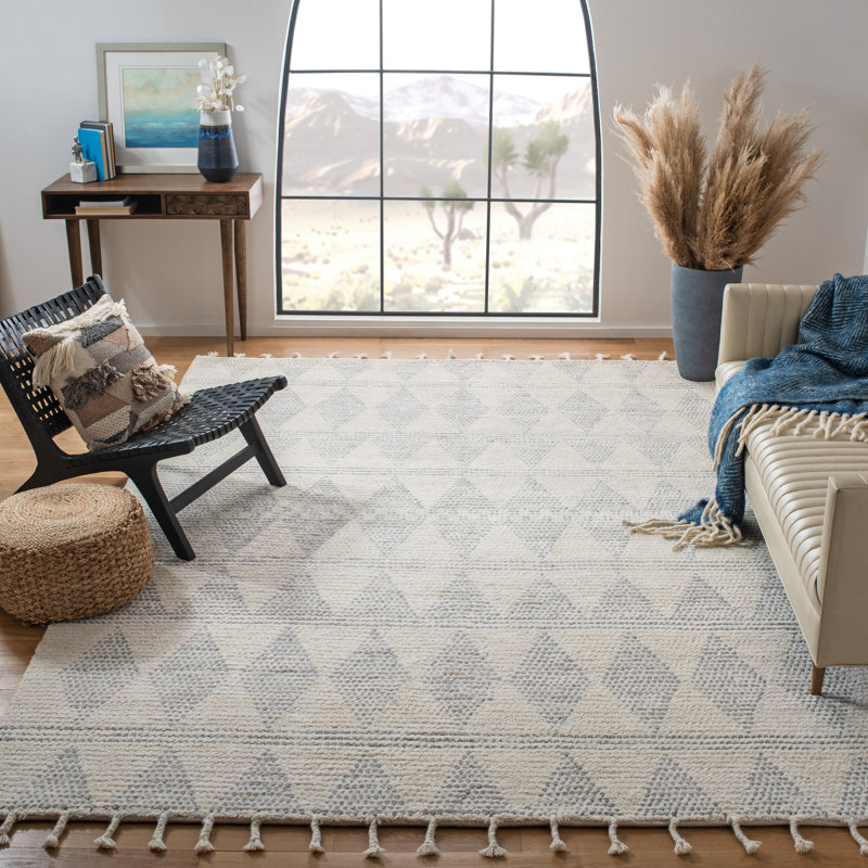 Severson Hand Woven Wool Geometric Rug, Rectangle 8' x 10'
