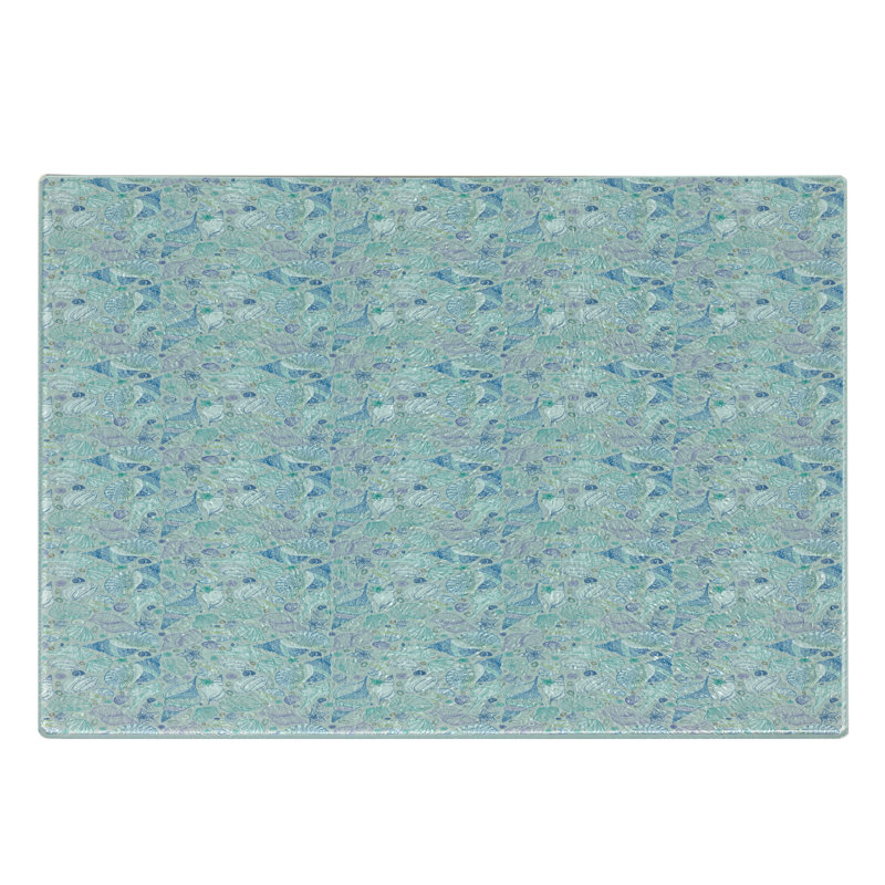 Ambesonne Shells Tempered Glass Cutting Board Seaurchind Starfish Multicolor