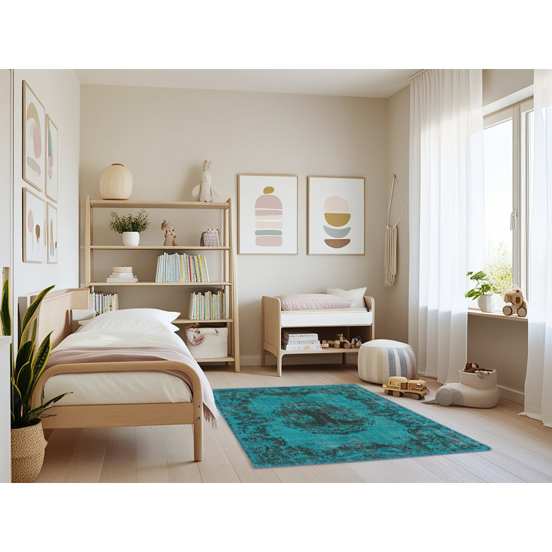 Tapis bleu/noir traditionnel Jennerstown, Rectangle 3 pi x 5 pi