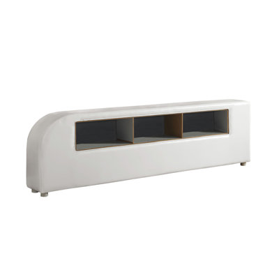 Jalya 88.3"W X 22.8"H Upholstered 3-Open Shelf Low Bookcase