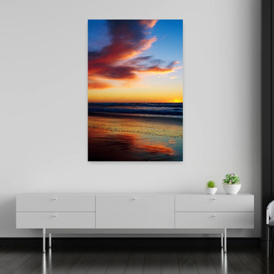Sunset And Clouds Over Pacific Ocean Tranquil Abstract Contemporary Beach Nature Art