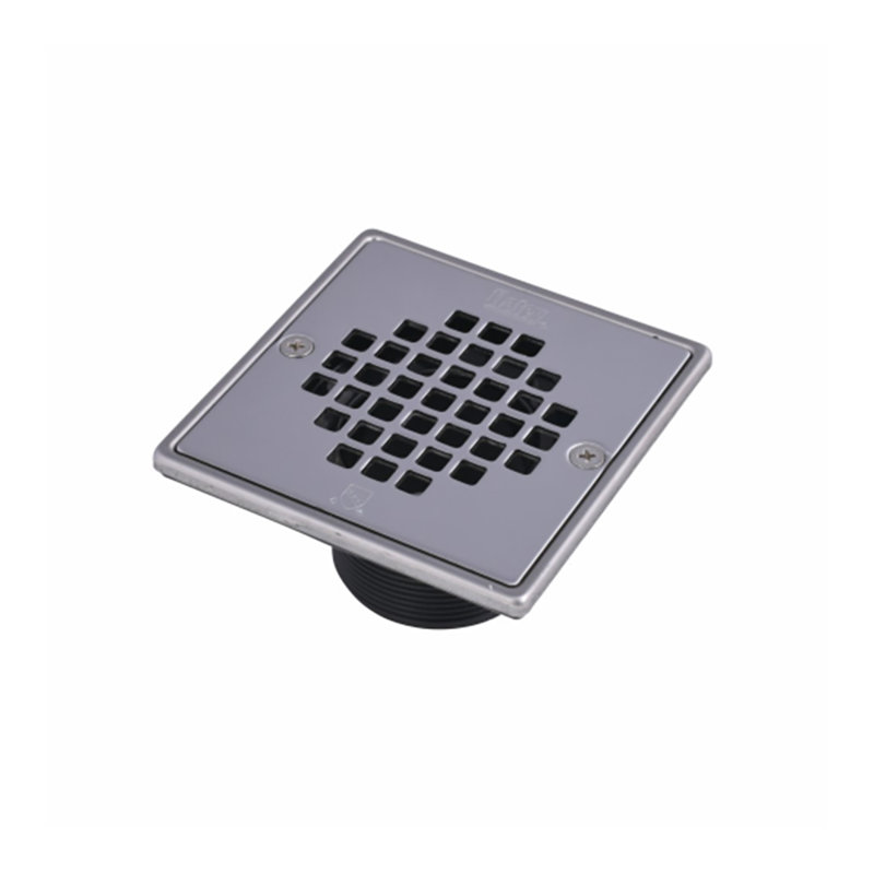 Baril de drain carré en ABS 2 po et crépine à pression bronze huilé avec anneau, Acier inoxydable poli