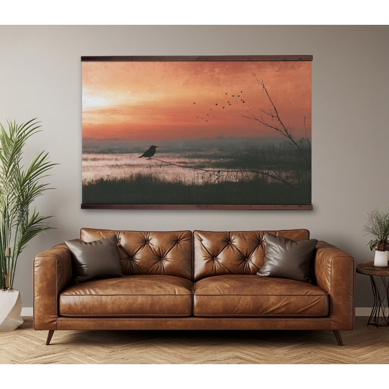 Tapisserie murale Sunset Marsh Bird, H 40 po x l 60 po