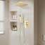 1-Spray Patterns 12 In. Ceiling Mount Dual Fixed And Handheld Shower Head With 2.5 GPM In Gold
