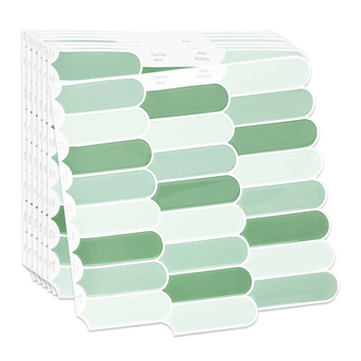 12 In. X 12 In. X 0.04 In. Vinyl Peel And Stick Backsplash Tile, Decorative Wall Tile Backsplash In Light Green (10 Packs)