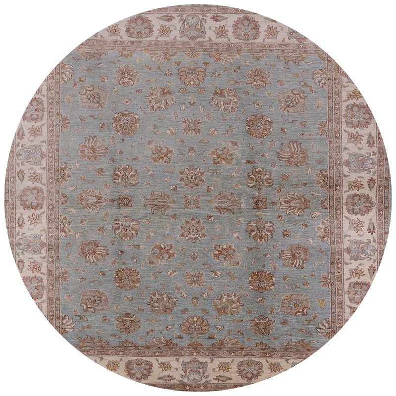 Tapis oriental beige / bleu sarcelle Hovsep, Rond 7 pi