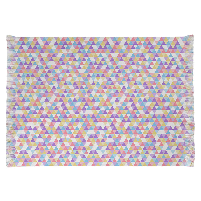 Mauve triangle/jaune/Tapis décoratif bleu, non
