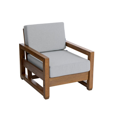 Gustina Solid Wood Teak Outdoor Chair With Cushion And Arms