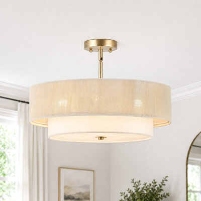Lustre cylindrique semi-encastré à 4 lumières Reenat
