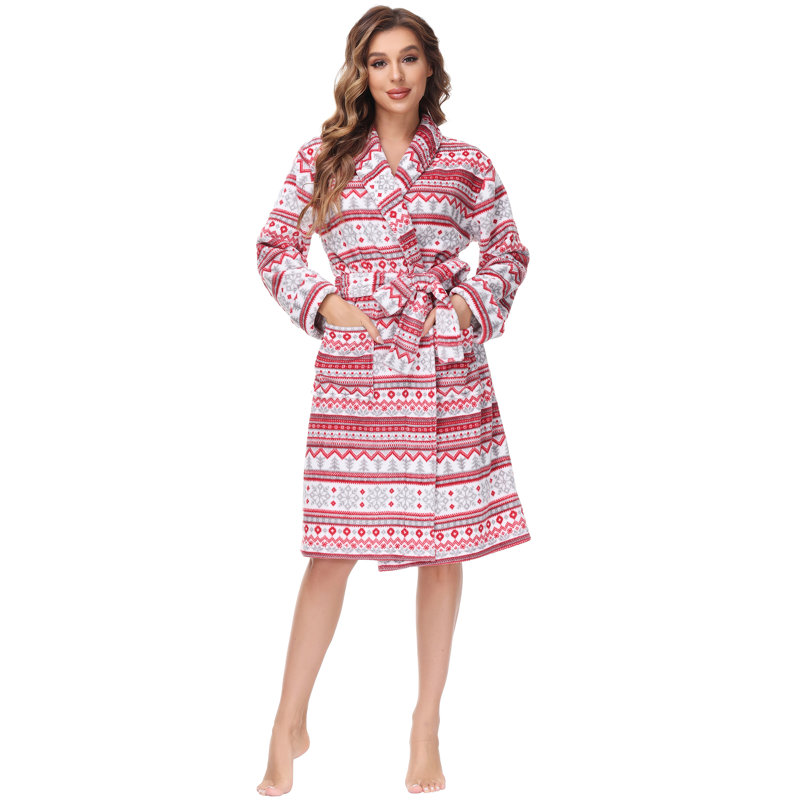 Cranberry XL Microfiber Polyester Plush Bathrobe
