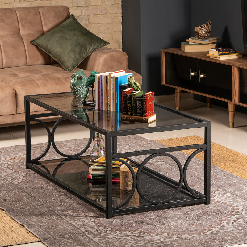 Table basse avec tablette de rangement Thatcher, Noir