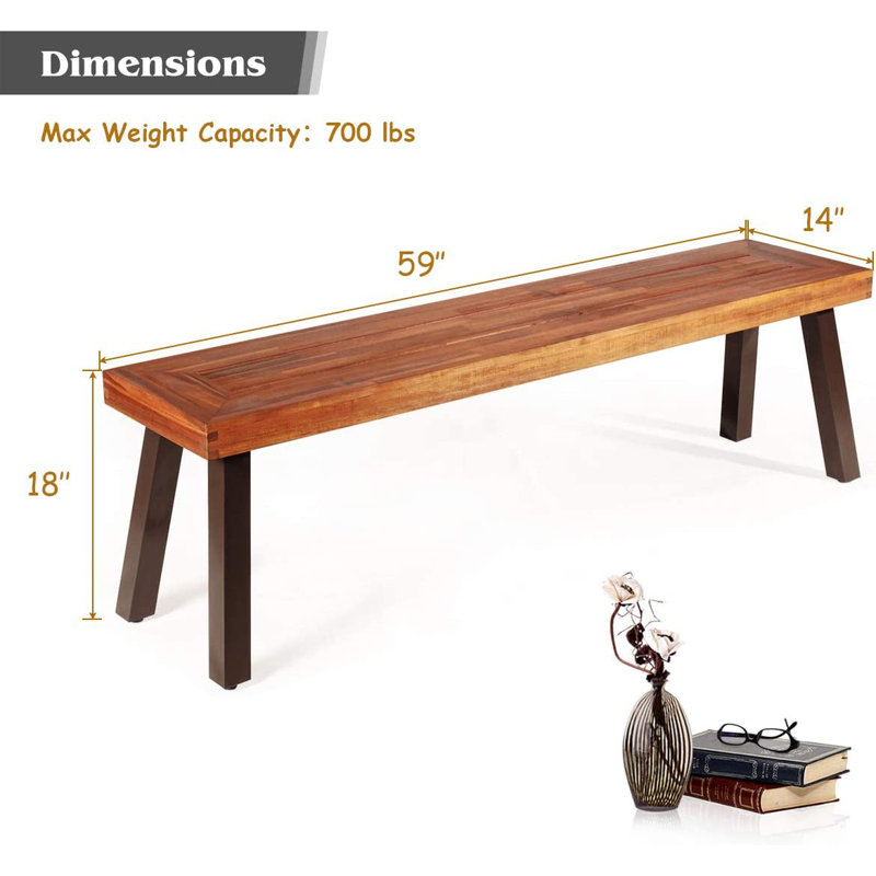 Steel Wood Outdoor Bench