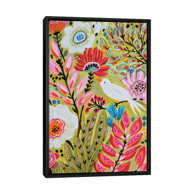«Garden Birds II» - impression sur toile tendue, H 26 po x l 18 po x P 1,5 po, Toile avec cadre noir, Pas de tapis