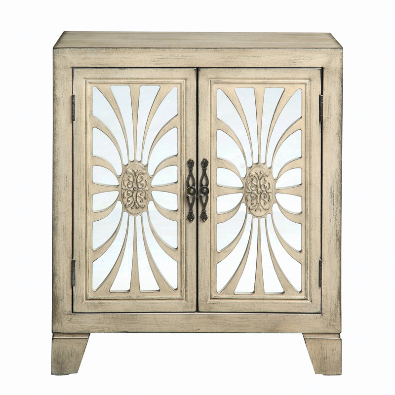 Console antique avec portes en miroir