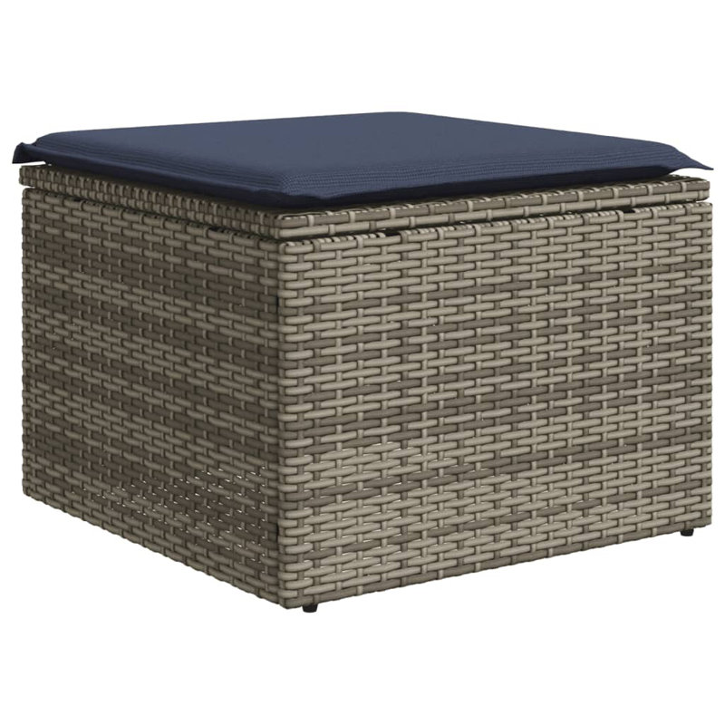 Ensemble de canapé de patio 7 pièces avec coussins en rotin de polyester noir