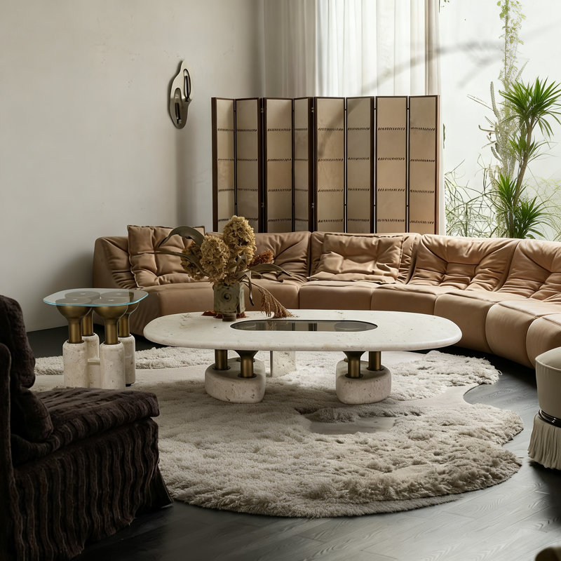 Table basse moderne avec plateau en marbre Jade Hare, tablette en verre ultra-transparent et base en acier inoxydable Jade-Tone