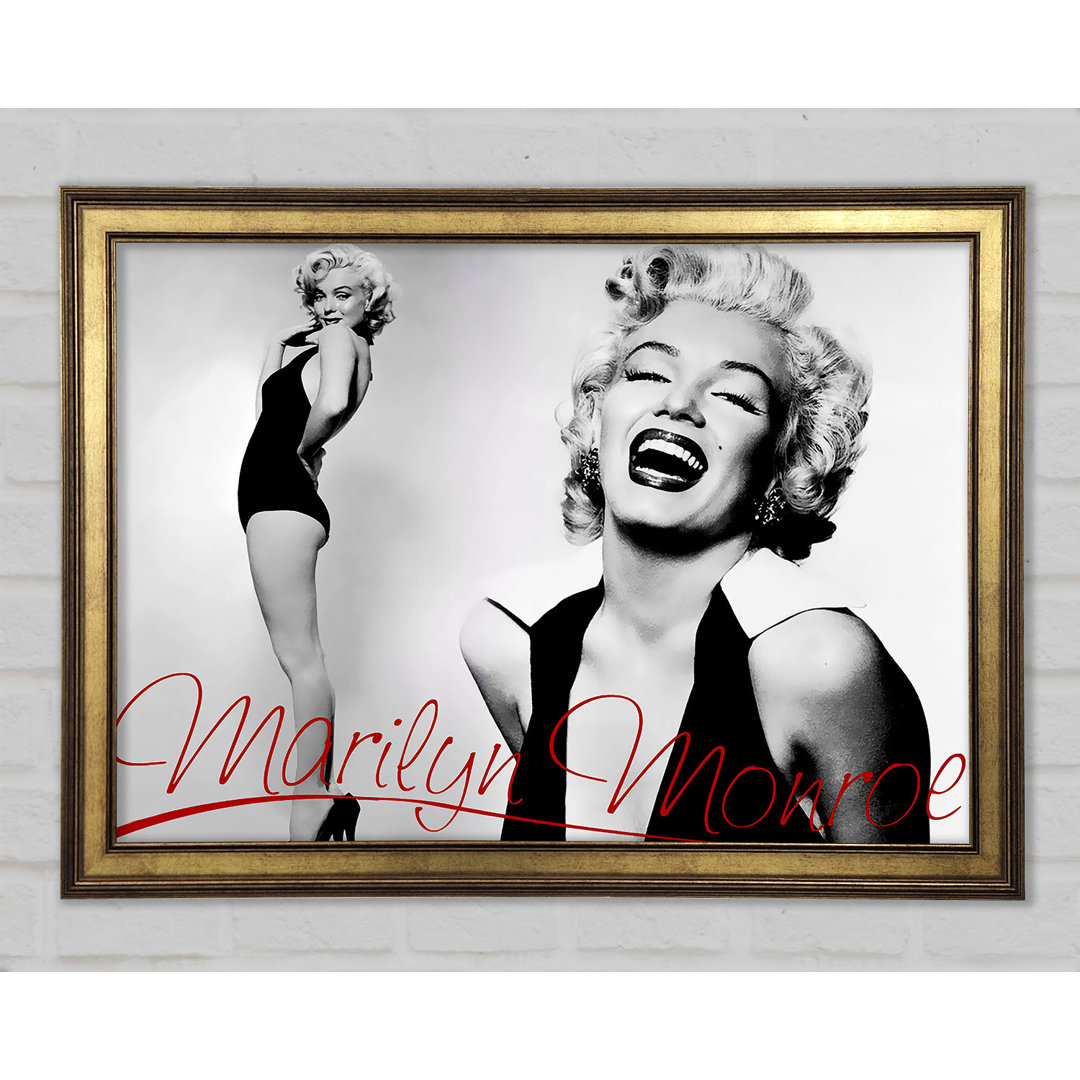 Marilyn Monroe B N W Rot - Einzelner Bilderrahmen Kunstdrucke