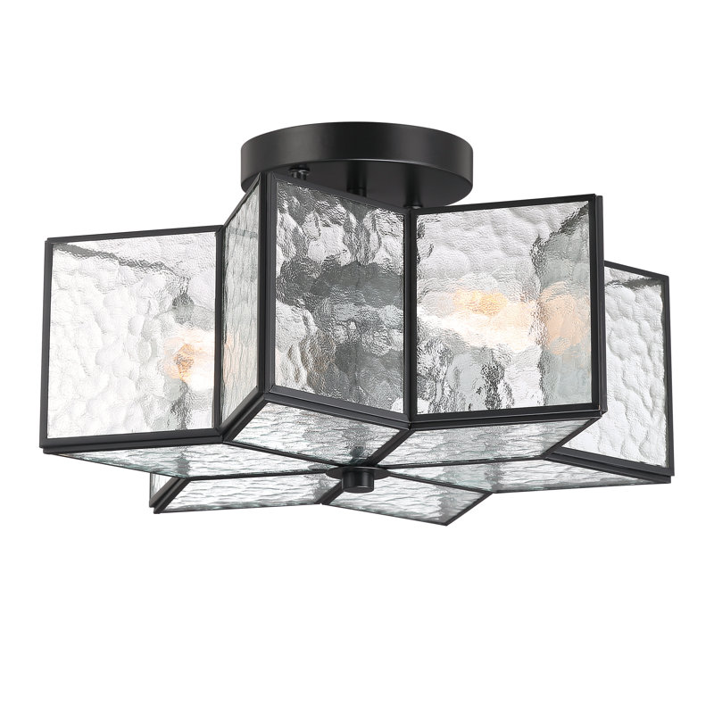 Plafonnier semi-encastré en forme d'étoile unique / remarquable à 2 lumières 16,14 po Anyree Anyree, Noir