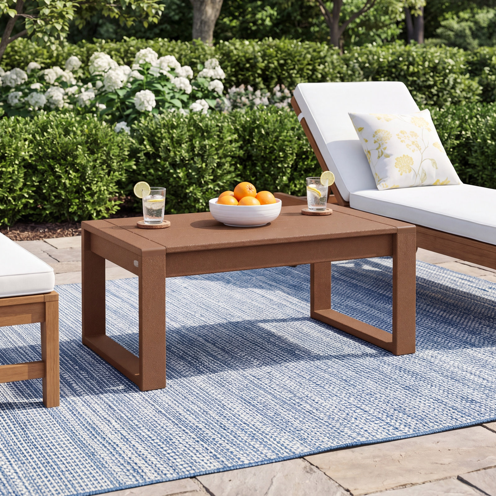 POLYWOOD® Edge 35" Patio Table, Brown 