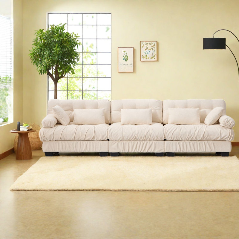Canapé modulaire à assise profonde, canapé en nuage moderne à structure en bois pour la maison