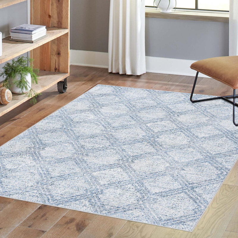 Tapis Langley Street® Modern Trellis Massie, Rectangle 10 pi x 14 pi 1 po, Bleu clair
