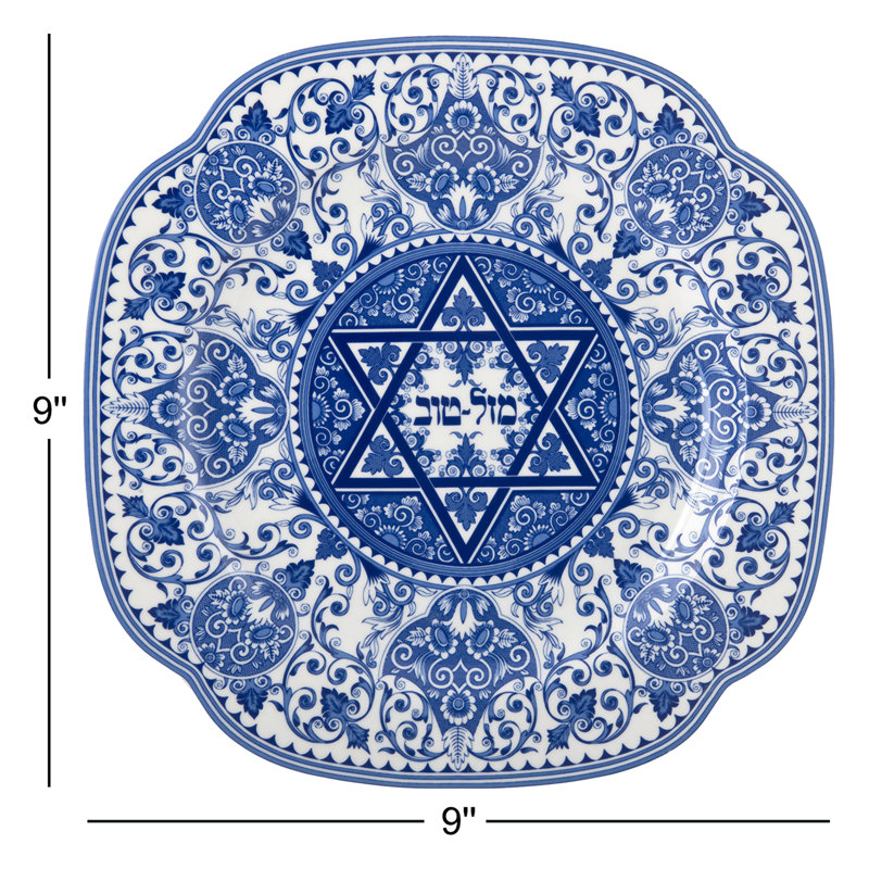 Spode – Judaica – Spode Judaica Mazal Tov Plate – Blue/White