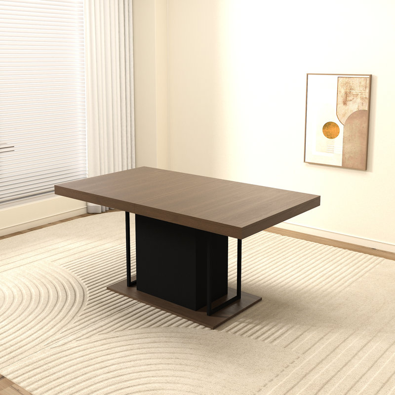 Table de salle à manger extensible de style bois vieilli, 160 - 200 cm, noire, pouvant accueillir 6 à 10 personnes, table au look élégant, pouvant accueillir