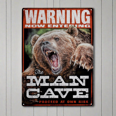 Tin Sign 12in x 17in-Warning Man Cave