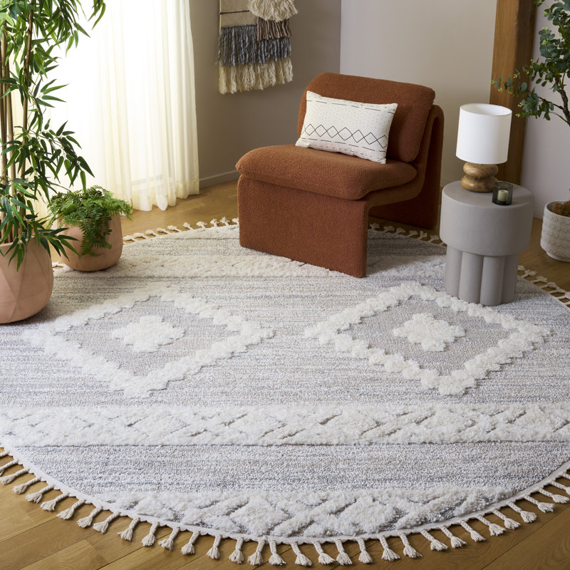 Tapis ivoire / beige Hugley, Rond 8 pi