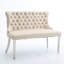 Banc en velours pour causeuse double, sièges de cuisine et de salle à manger, banc capitonné à 2 places avec boutons faits à la main, dossier à oreilles, pieds en acier inoxydable, style Mid-Century moderne-193569741-193569742