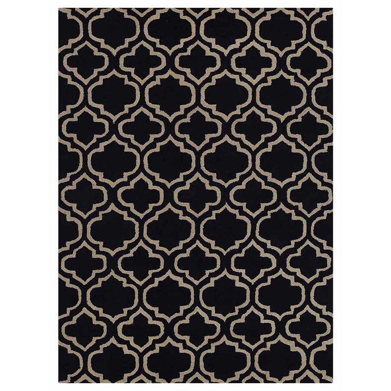 Bettejo Hand Tufted Wool Eco-Friendly Area Rugs - Rectangle, Black White Color, Geometric Modern Design, High Pile Thick Handmade Anti Skid Area Rugs for Living Room, Bed Room