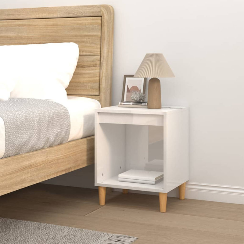 Foreman 40 cm W Bedside Table, High Gloss White, Individual