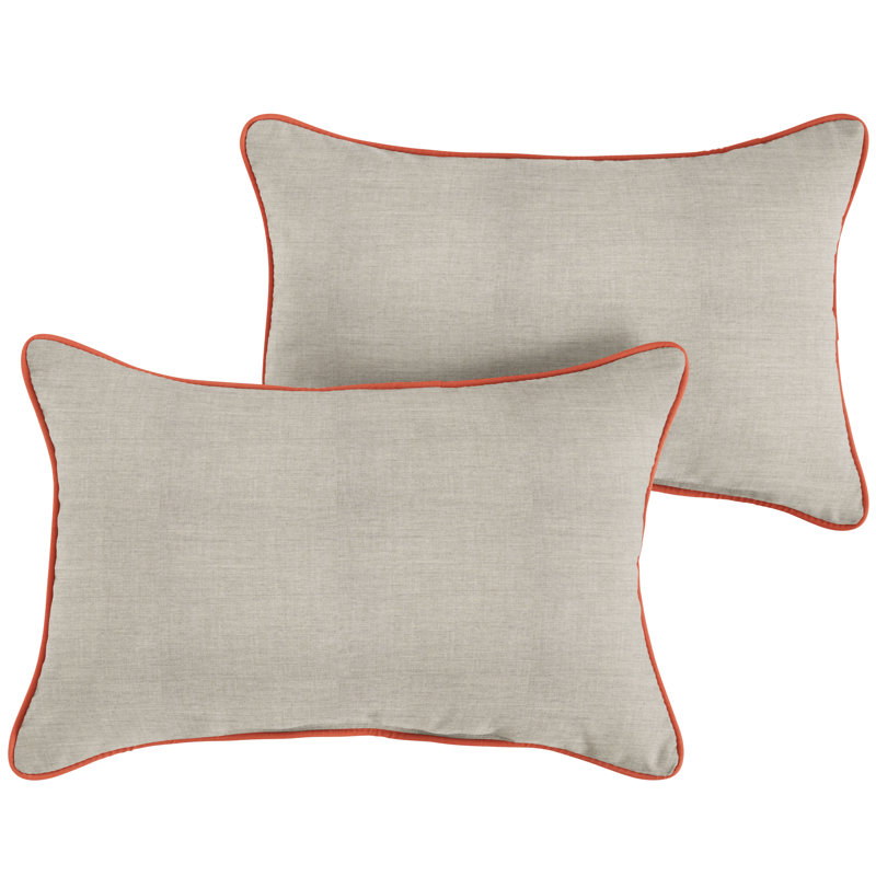 Sunbrella Outdoor Solid Corded Pillow, Light Orange