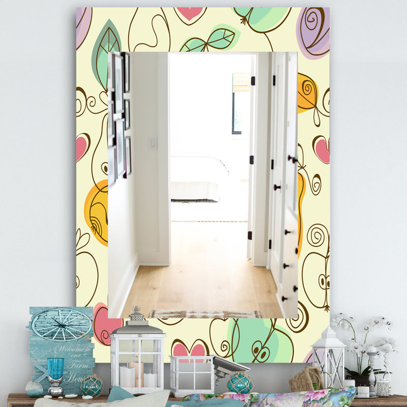 Miroir mural bohémien, H 39,4 po x l 29,5 po, Fleur 1