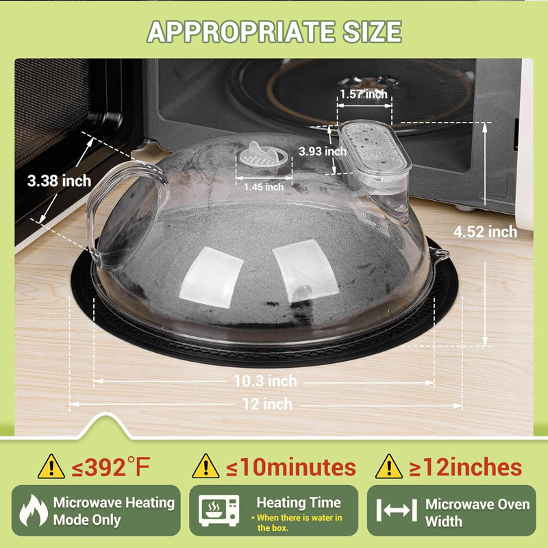 Couvercle anti-éclaboussures pour micro-ondes pour nourriture, couvercle transparent pour micro-ondes avec vaporisateur d'eau