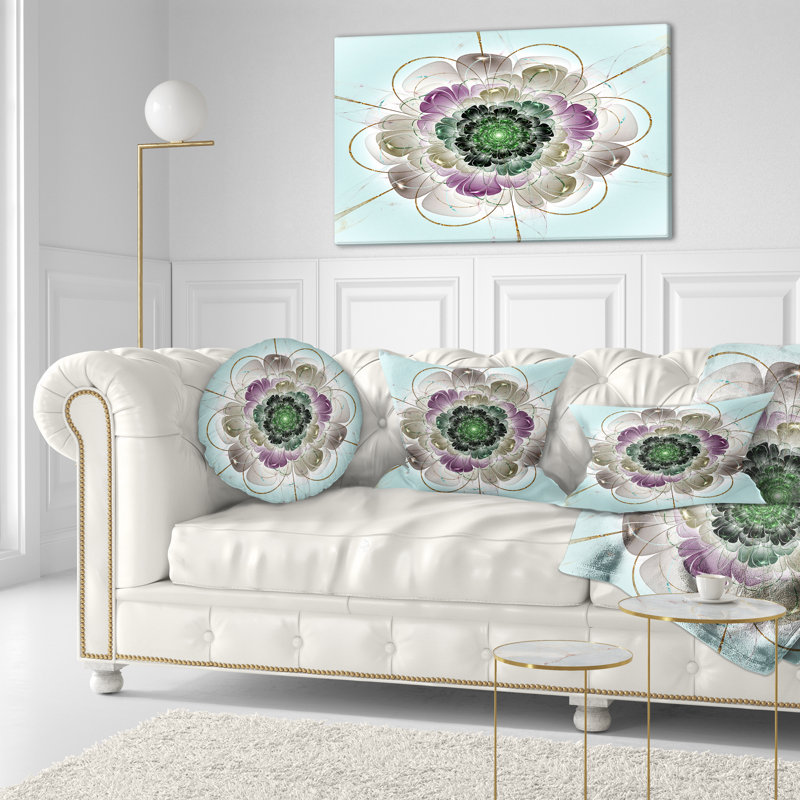  Coussin lombaire abstrait à motif floral fractal