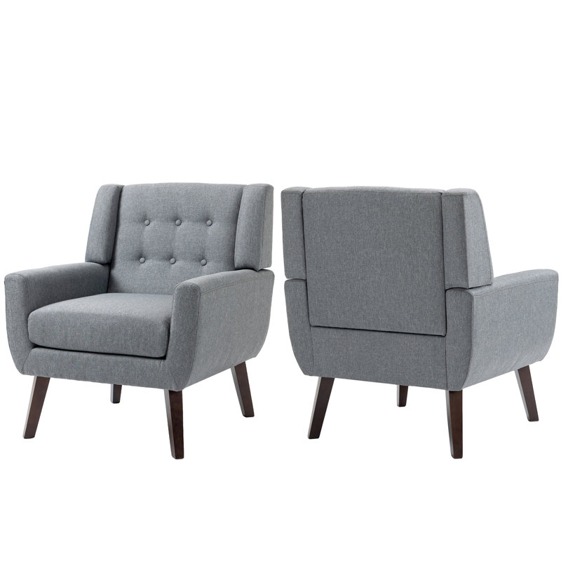 Jaqueze 73.4 Cm Wide Cotton Armchair, Grey Linen Blend