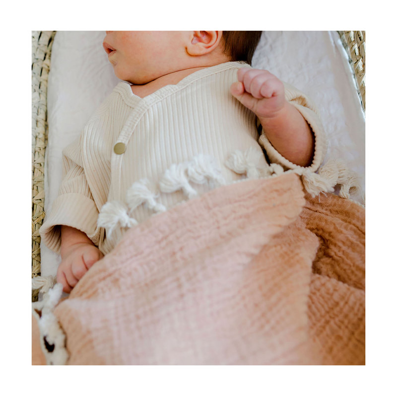 6-Layer 100% Cotton Muslin Baby Blanket, 30"x40", For Baby Nursery or Stroller by Crane Baby, Copper