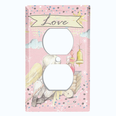 Angel Baby Love Pink Stars Sheep 2-Gang Duplex Outlet Wall Plate