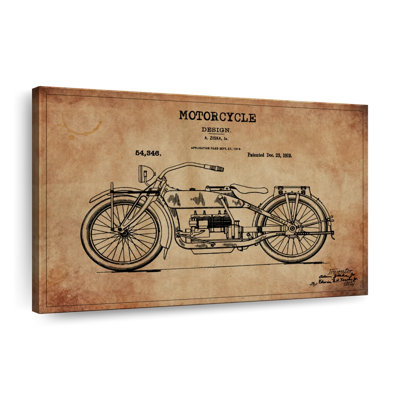 Brevet de moto rétro sur toile
