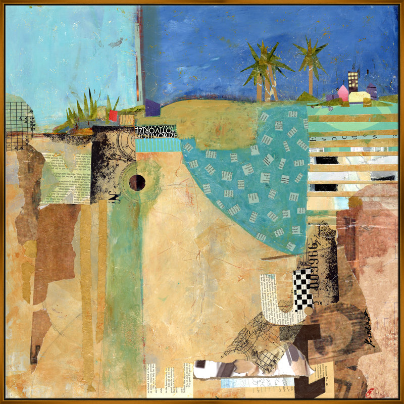 Pueblos Giclee On Canvas by Jill Krasner, Gold Framed
